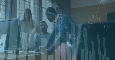 Collaboration in Modern Office with Financial Data Interface - Download Free Stock Images Pikwizard.com