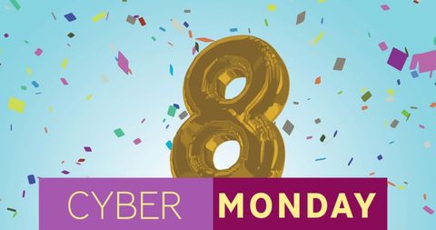 Colorful Cyber Monday Sale with Confetti Background