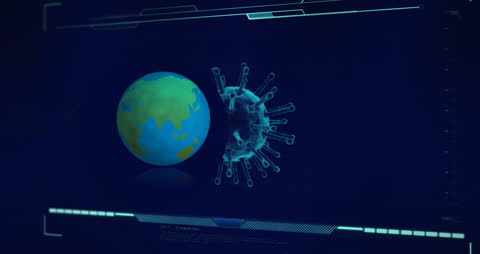 Digital Animation of Globe with Virus and Data Processing