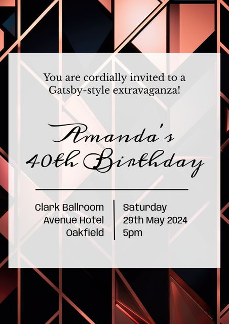 Elegant Art Deco Birthday Invitation with Geometric Background - Download Free Stock Videos Pikwizard.com