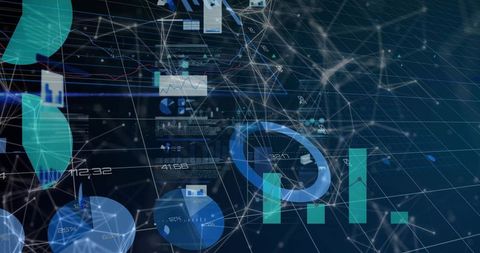 Futuristic Digital Technology with Holographic Data and Charts