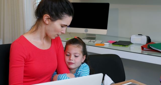 Mother Balancing Work with Child at Home Office - Download Free Stock Images Pikwizard.com