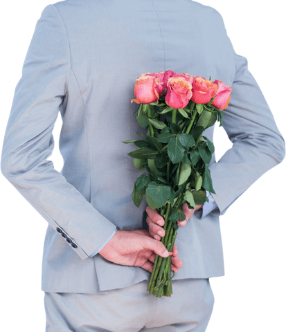 businesswoman in suit holding rose bouquet transparently behind back - Download Free Stock Videos Pikwizard.com