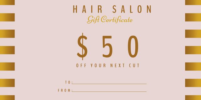 Elegant Hair Salon Gift Certificate with Gold Design - Download Free Stock Templates Pikwizard.com