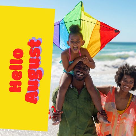 happy family playing on sunny beach with colorful kite - Download Free Stock Templates Pikwizard.com