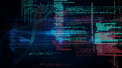 DNA and Data Processing Overlay Binormal Web Technology Concept