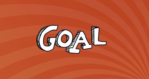 Bold goal typography on vibrant sunburst background