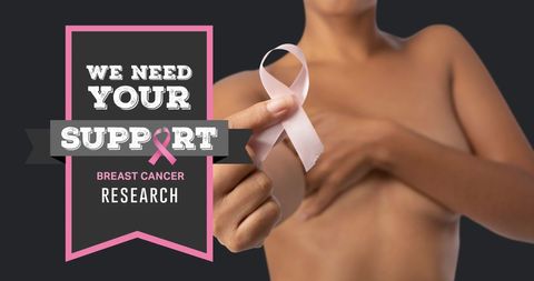 Breast Cancer Awareness with Supportive Ribbon Message