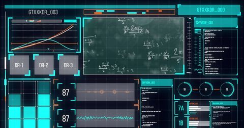 Futuristic Data Interface Display with Mathematical Equations - Download Free Stock Images Pikwizard.com