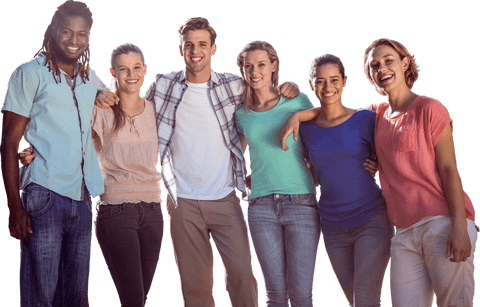 Transparent Group of Friends Celebrating Together Outdoors