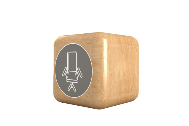 Transparent 3D Wooden Cube with Office Chair Symbol - Download Free Stock Videos Pikwizard.com