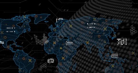 Digital World Map with Interface Elements - Download Free Stock Images Pikwizard.com