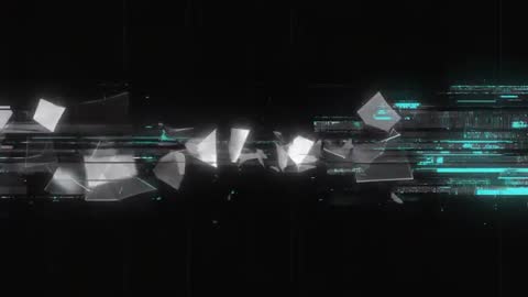 Abstract Teal and White Geometric Glitch Drift