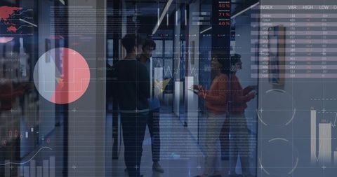 Business Team Analyzing Data Projections in Modern Office Environment