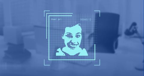 Biometric Photo Data over Office Workstation - Download Free Stock Images Pikwizard.com