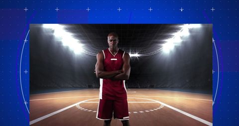 Confident Basketball Player on Basketball Court - Download Free Stock Images Pikwizard.com