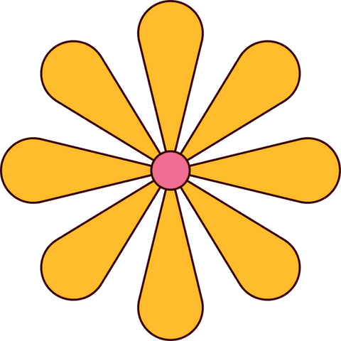 Stylized Minimalist Flower On Transparent Background