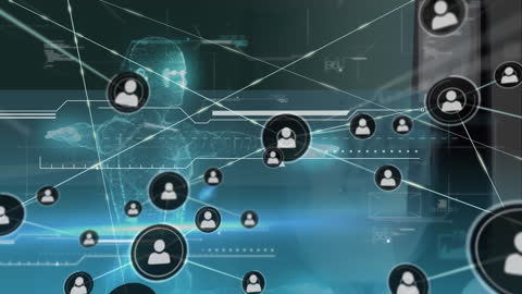 Futuristic Human Digital Model with Data Networks