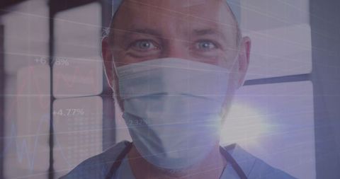 Healthcare Professional with Data Overlay Highlighting Modern Medicine