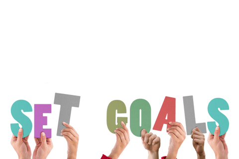 Hands Holding Bold Lettering Set Goals on Transparent Background - Download Free Stock Videos Pikwizard.com