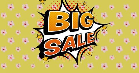 Vibrant Big Sale Promotional Design with Animated Floral Background