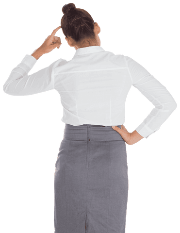 Back View Hispanic Businesswoman Touching Head Transparent Background