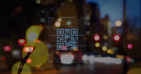 QR Code Displayed On Urban Technology Background