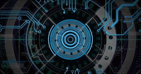 Futuristic Blue Digital Interface with Circuit Connections - Download Free Stock Images Pikwizard.com