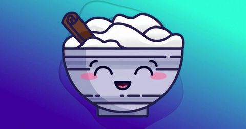 Playful cartoon bowl with cinnamon on gradient background