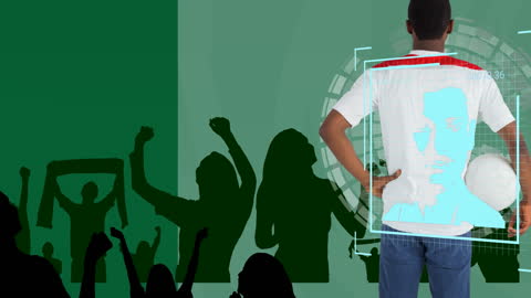 African American Soccer Player with Digital Highlights