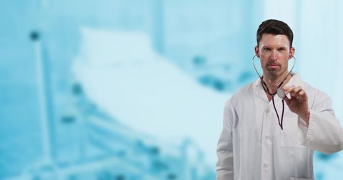 Doctor in Modern Hospital Environment Using Stethoscope - Download Free Stock Images Pikwizard.com