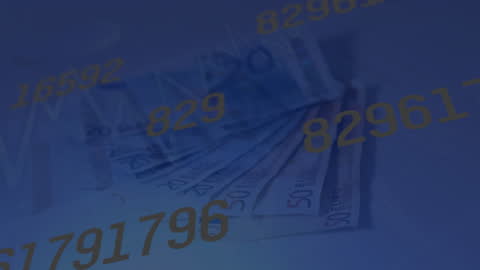 Digital Economy Concept with Euro Banknotes and Data Overlay