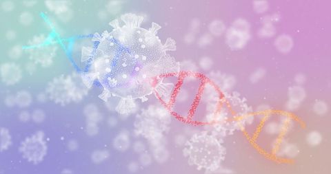 COVID-19 Virus Interaction with DNA on Colorful Abstract Background