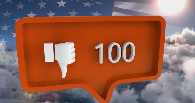 Social Media Dislike Icon Overlaid on American Flag Illustration - Download Free Stock Images Pikwizard.com