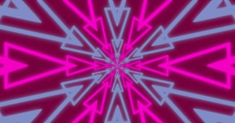 Abstract Geometric Neon Arrows in Symmetrical Pattern