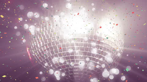 Colorful Confetti Falling Over Shiny Disco Ball