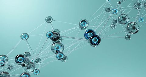 High-Tech Molecular Structure Illustration on Blue Background - Download Free Stock Images Pikwizard.com
