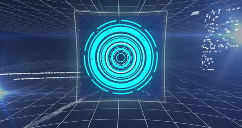 Futuristic Digital Interface with Blue Data Stream