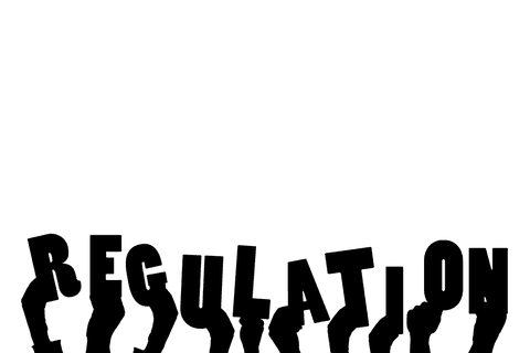 Transparent vector text of regulation with hands symbol