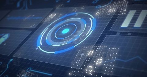 Binary Code Overlays Futuristic Digital Interface - Download Free Stock Images Pikwizard.com