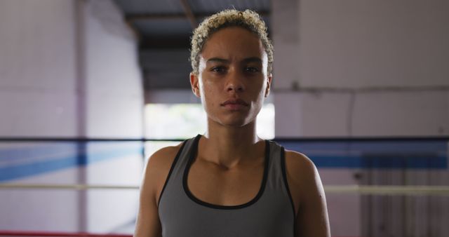 Determined Female Boxer Standing in Training Gym - Download Free Stock Images Pikwizard.com