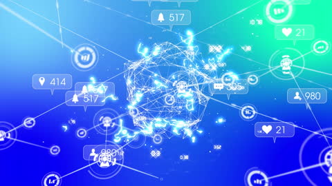 Digital Globe with Network Icons and Social Alerts