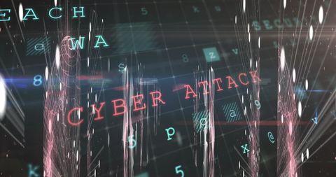 Cyber Attack Digital Visualization with Matrix-Style Grid - Download Free Stock Images Pikwizard.com