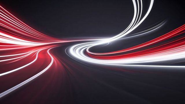 Abstract Motion Light Trails in Futuristic Digital Environment