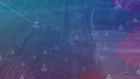 Digital Network Overlay on Urban Landscape Concept