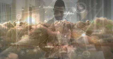 Futuristic Concept Focused African American Businessman