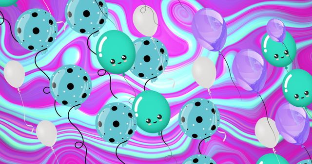 Whimsical Balloons on Vivid Abstract Liquid Background - Download Free Stock Images Pikwizard.com