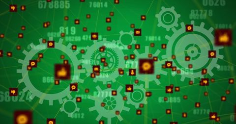 Futuristic Data Network with Cogs and Digital Icons - Download Free Stock Images Pikwizard.com