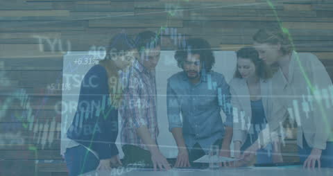 Teams Collaborating Innovative Financial Strategies in Modern Office