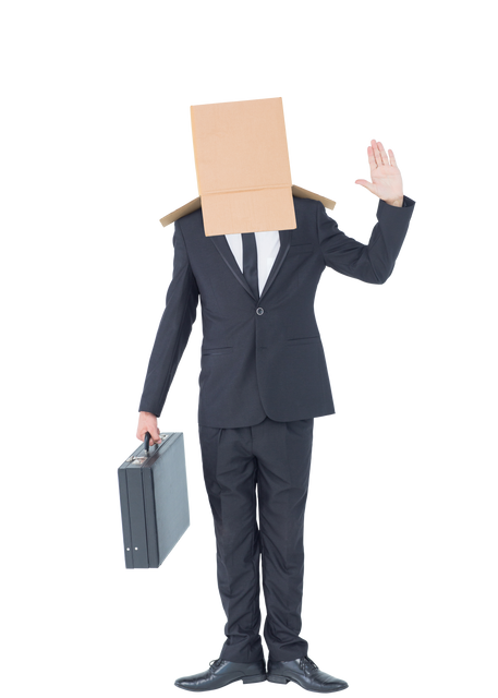 Transparent background of businessman wearing box on head with briefcase - Download Free Stock Videos Pikwizard.com